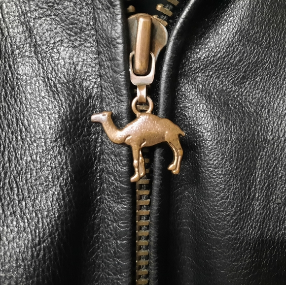 ‼️SOLD‼️ Vintage 1996 Camel Black Leather Jacket Size XL 90s Tobacco Motorcycle - Picture 3 of 14